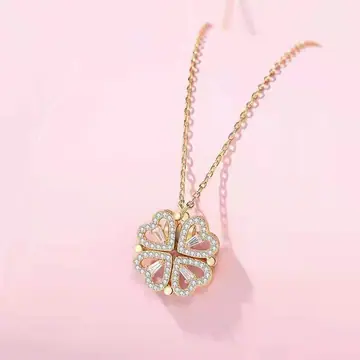 Pavé Clover Pendant Necklace — main view