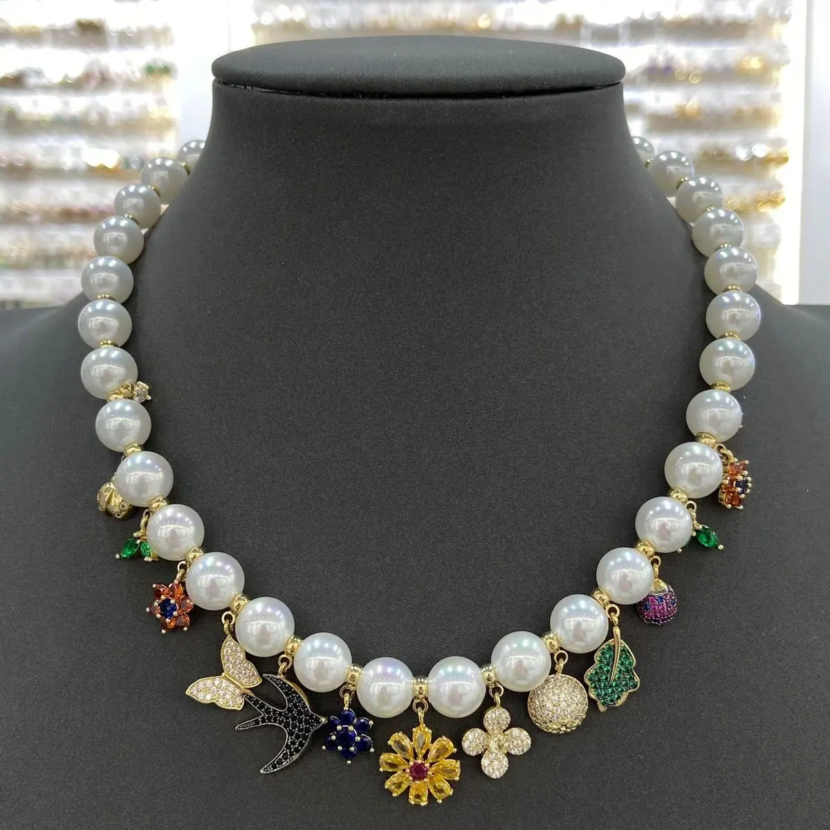 Pearl-Effect Charm Necklace (shot-2)