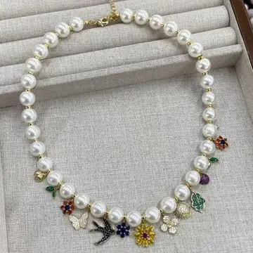 Pearl-Effect Charm Necklace — view 3