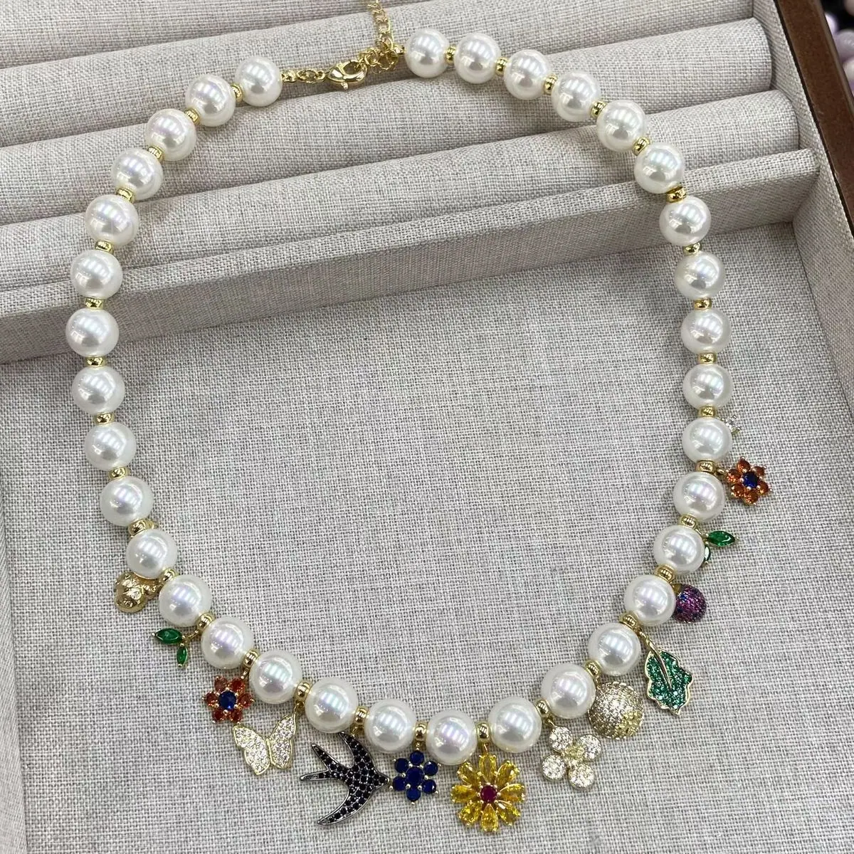 Pearl-Effect Charm Necklace (shot-3)