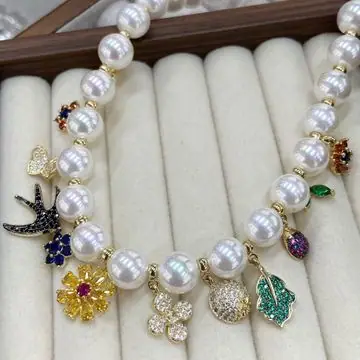 Pearl-Effect Charm Necklace — view 6