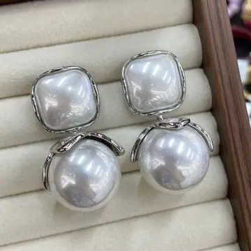 Pearl-Effect Dome Stud Earrings — main view