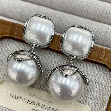Pearl-Effect Dome Stud Earrings — view 2