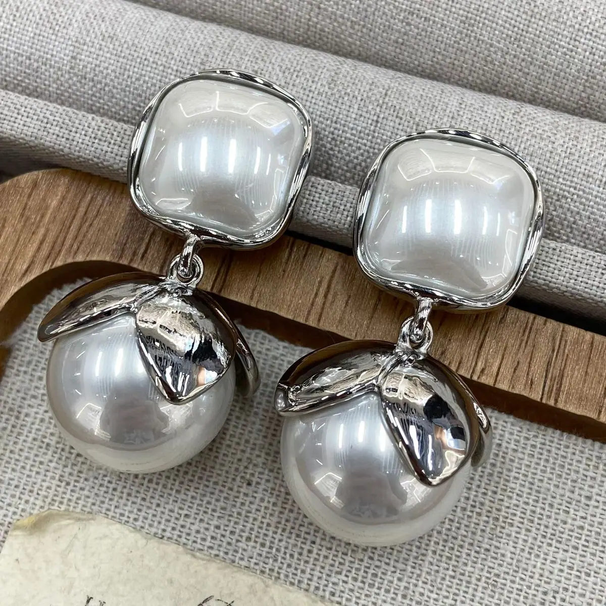 Pearl-Effect Dome Stud Earrings (shot-4)