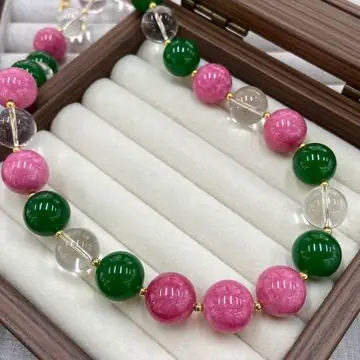 Pink and Green Bead Necklace — view 4