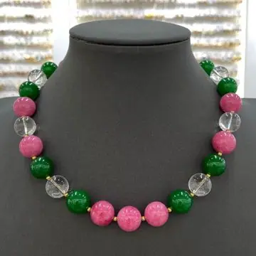 Pink and Green Bead Necklace — view 5