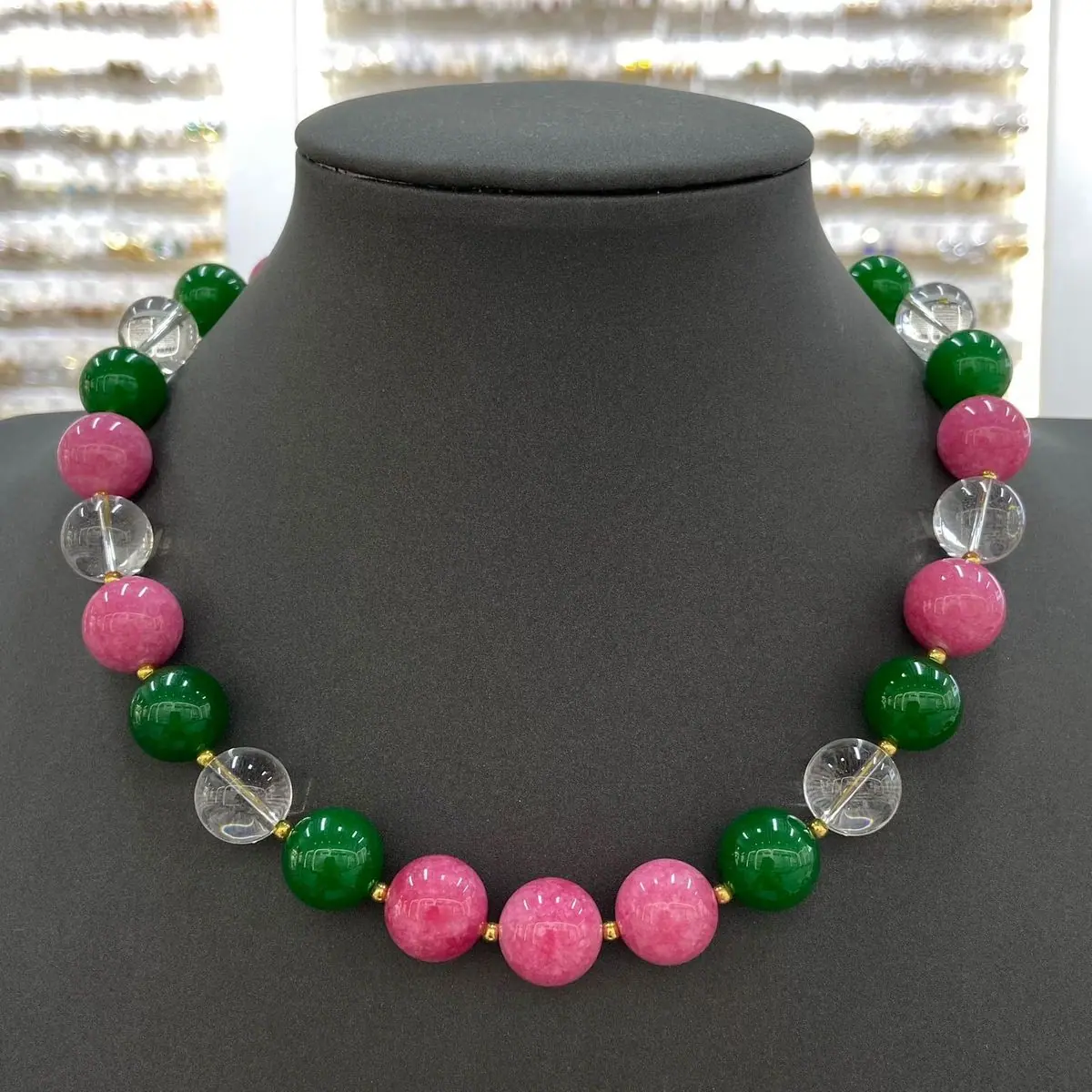 Pink and Green Bead Necklace (shot-5)