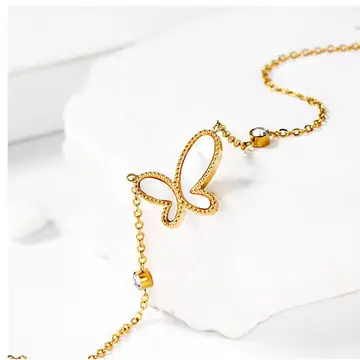 Shell Butterfly Pendant Necklace — view 2