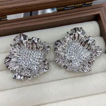 Silver-Tone Floral Cluster Earrings — main view