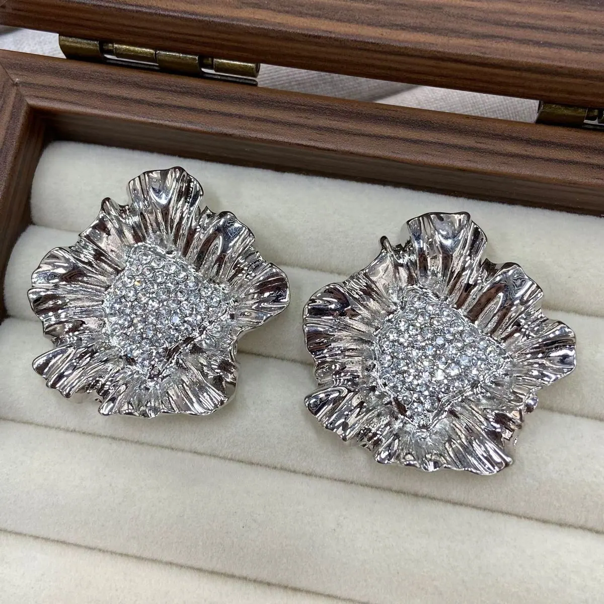Silver-Tone Floral Cluster Earrings (shot-2)