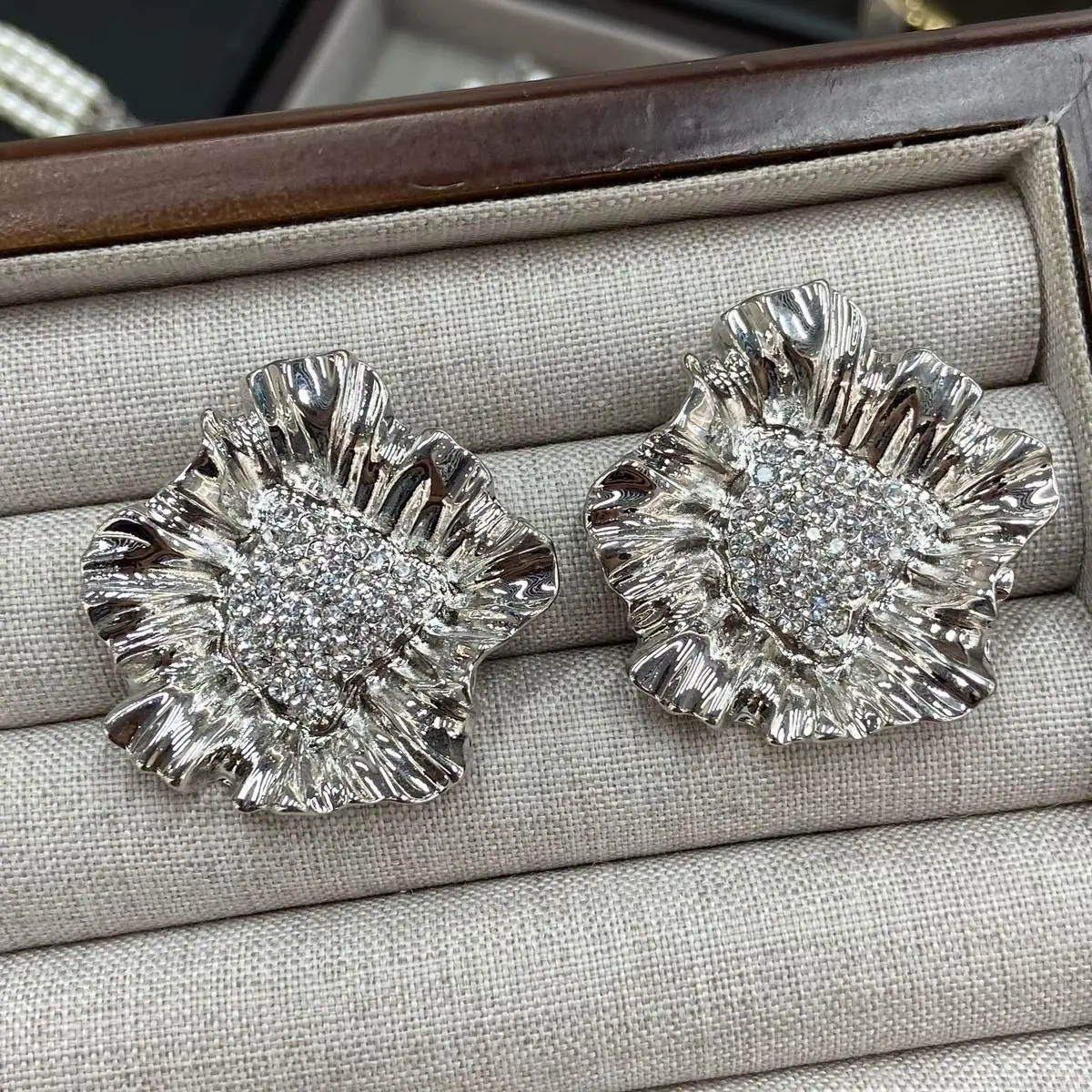 Silver-Tone Floral Cluster Earrings (shot-4)