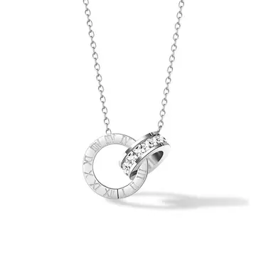 Silver-Tone Open Ring and Bar Letter Pendant Necklace — main view