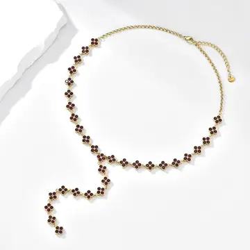 Tan Beaded Y Necklace — main view