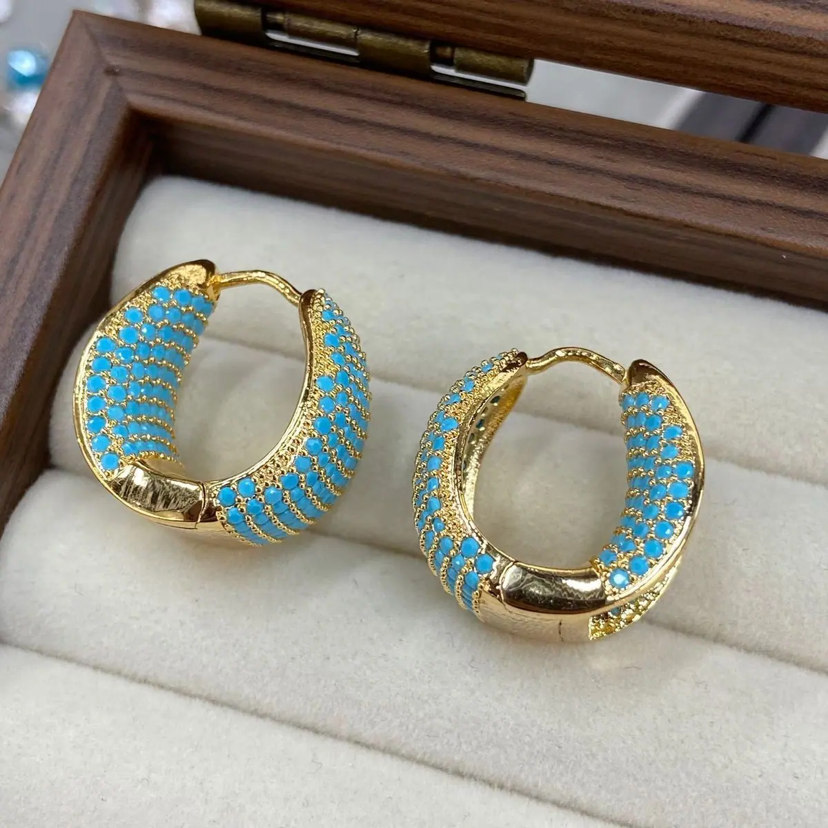 Turquoise Enamel Hoop Earrings (shot-3)