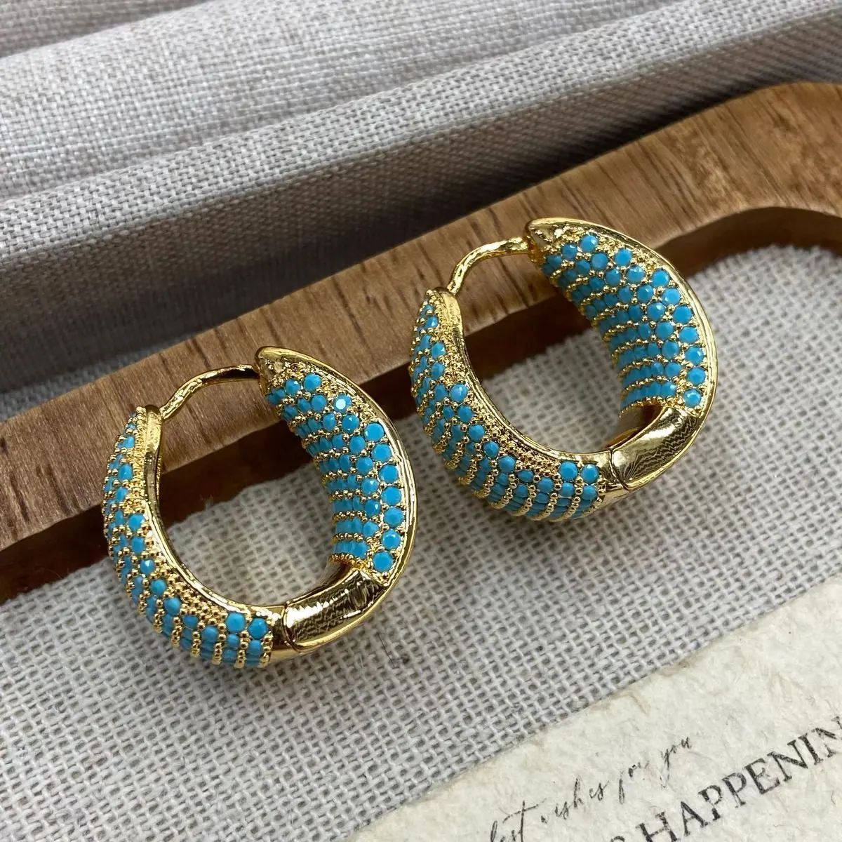 Turquoise Enamel Hoop Earrings (shot-4)