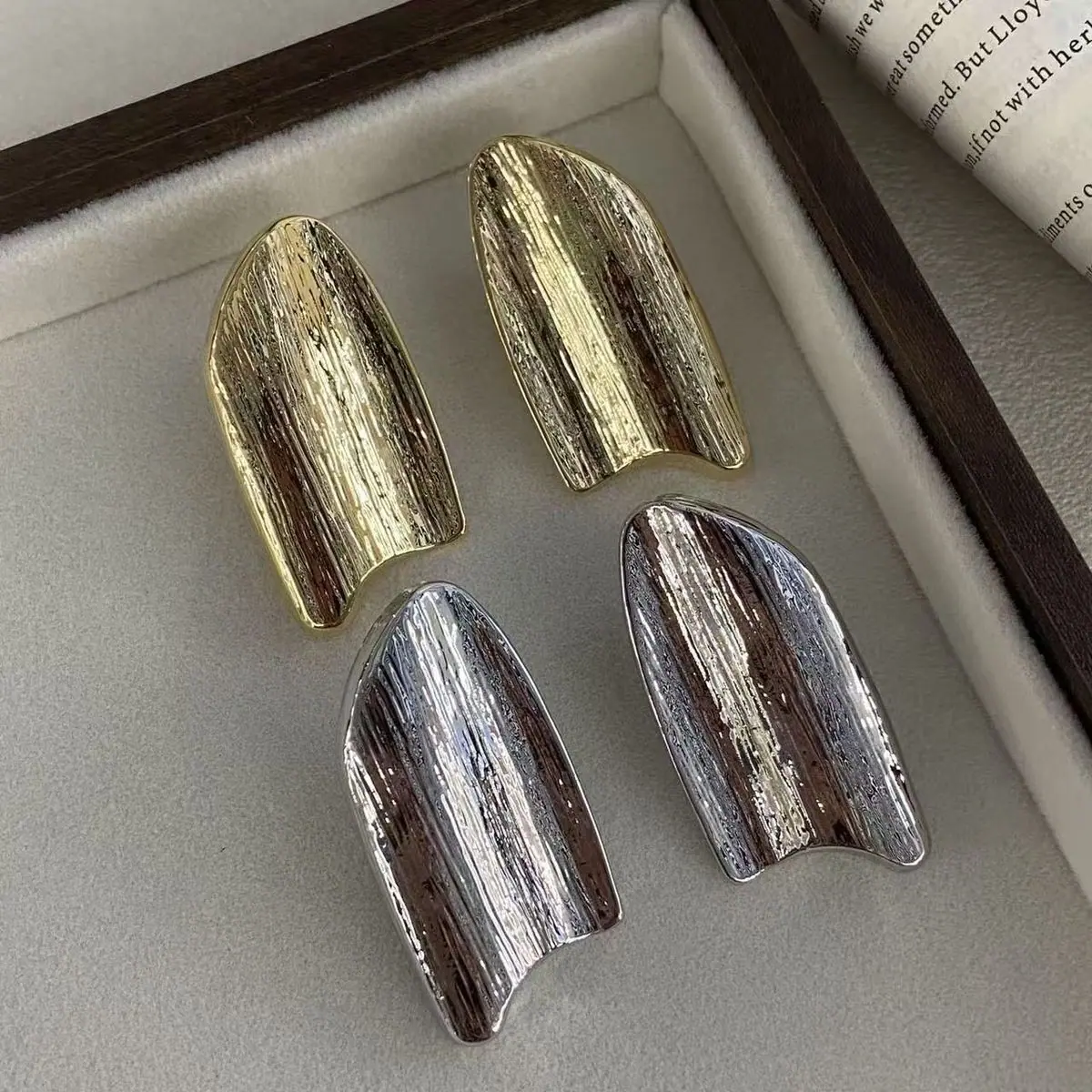 Two-Tone Abstract Teardrop Earrings (shot-3)