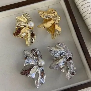 Two-Tone Bloom Statement Earrings — view 3