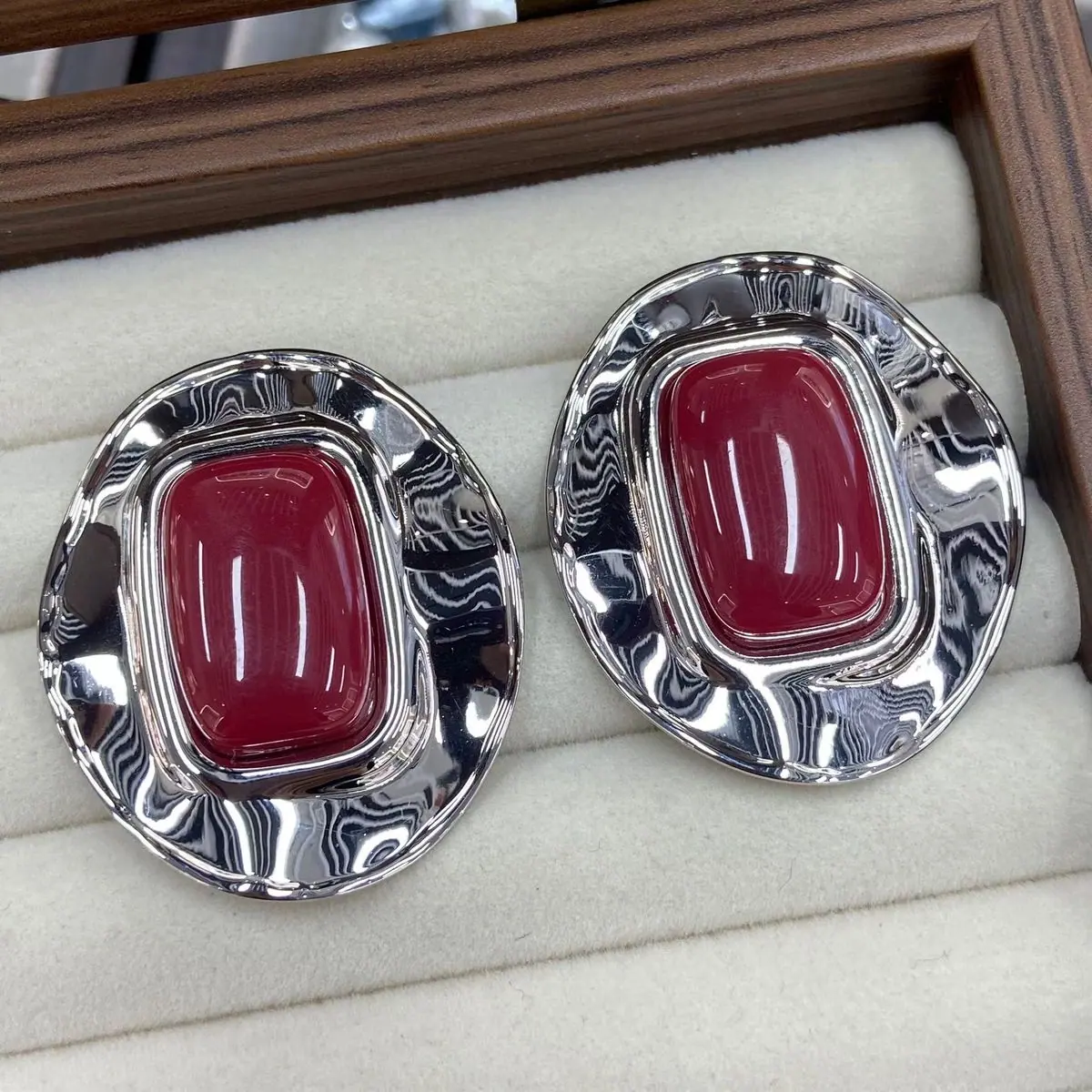 Two-Tone Cabochon Statement Earrings (shot-3)