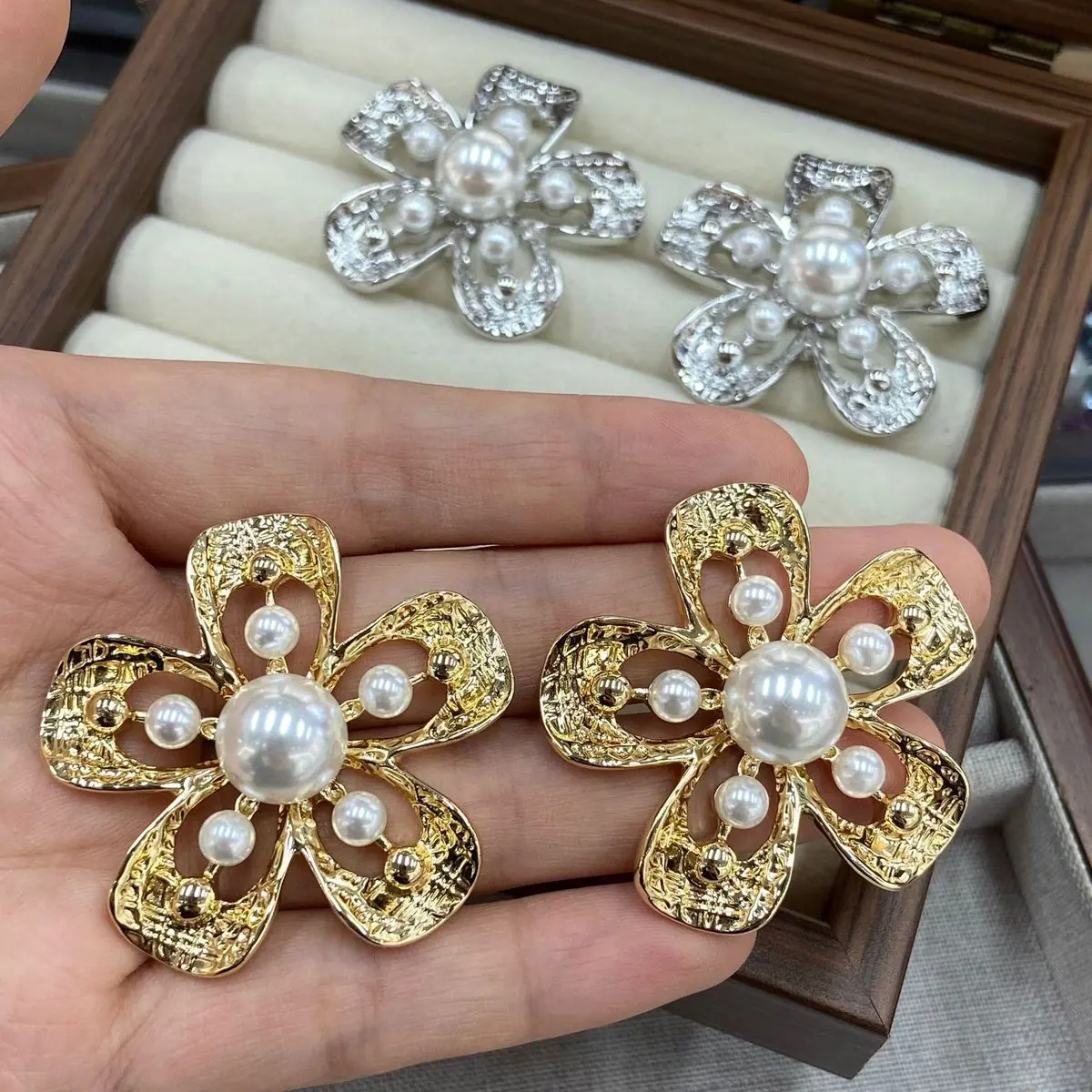 Two-Tone Clover Cluster Earrings (shot-3)