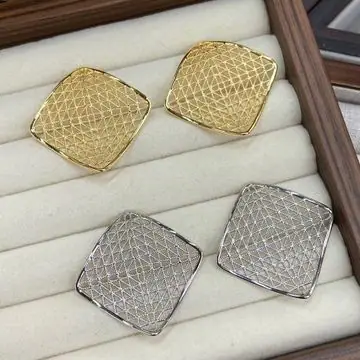 Two-Tone Fine Mesh Square Earrings — main view