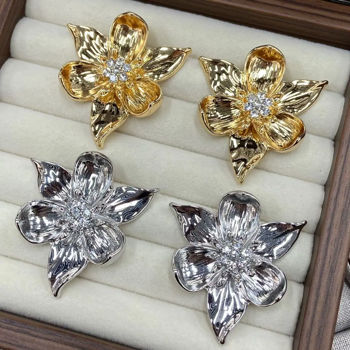 Two-Tone Flower Cluster Earrings (shot-2)