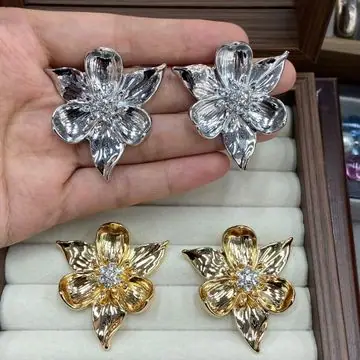 Two-Tone Flower Cluster Earrings — view 3