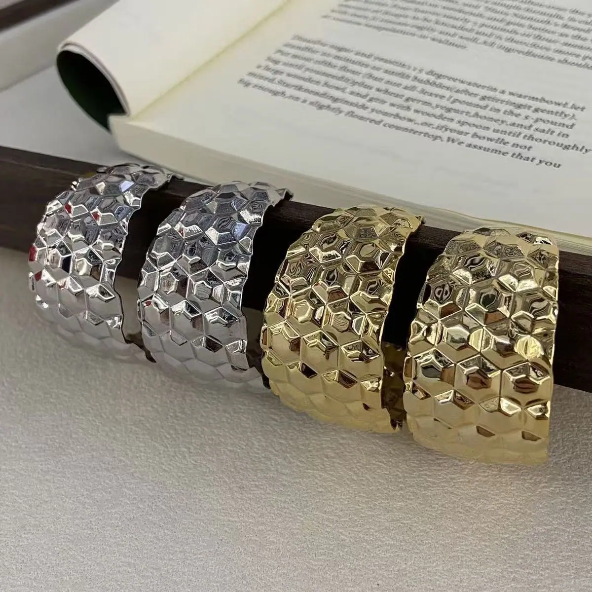 Two-Tone Hammered Cuff Bracelet