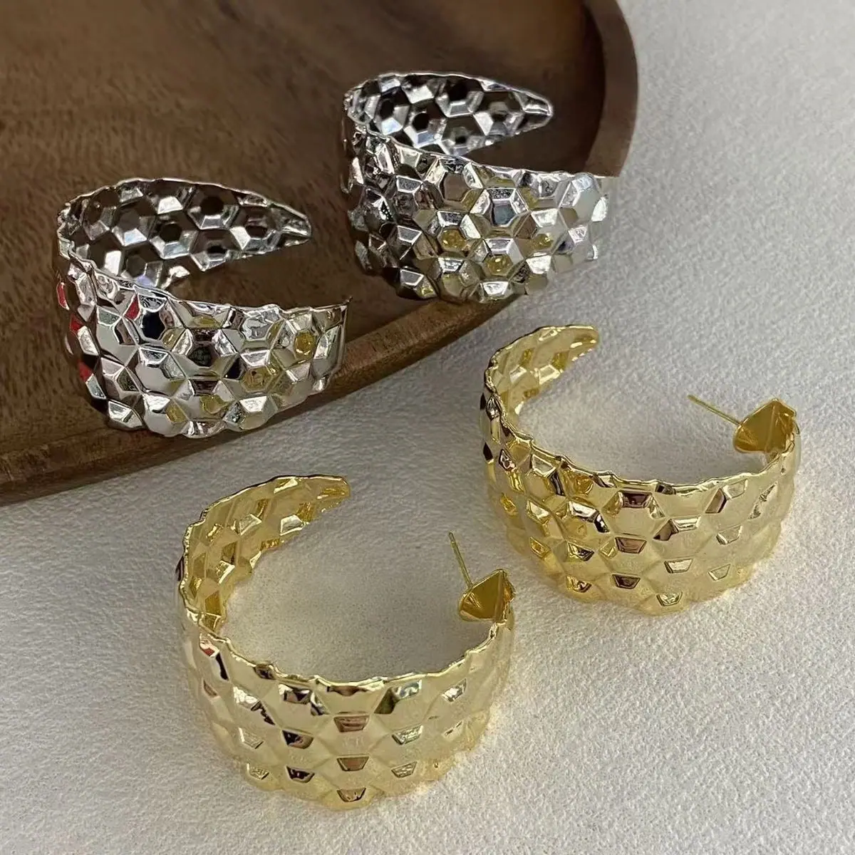 Two-Tone Hammered Cuff Bracelet (shot-2)