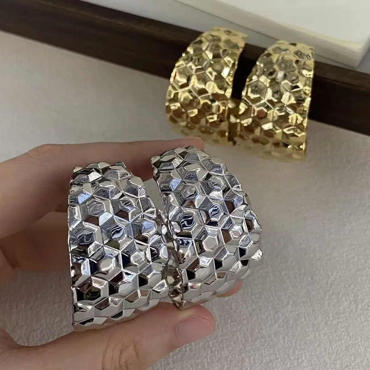 Two-Tone Hammered Cuff Bracelet (shot-3)