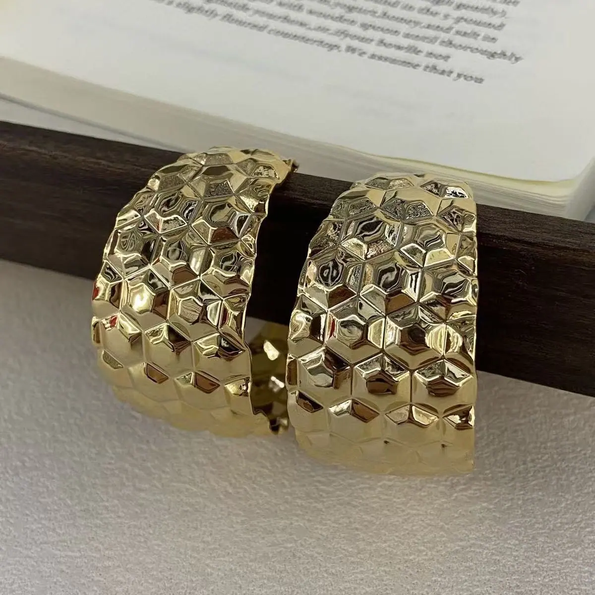 Two-Tone Hammered Cuff Bracelet (shot-5)