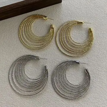 Two-Tone Layered Hoop Earrings — view 4