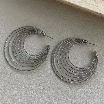 Two-Tone Layered Hoop Earrings — view 6