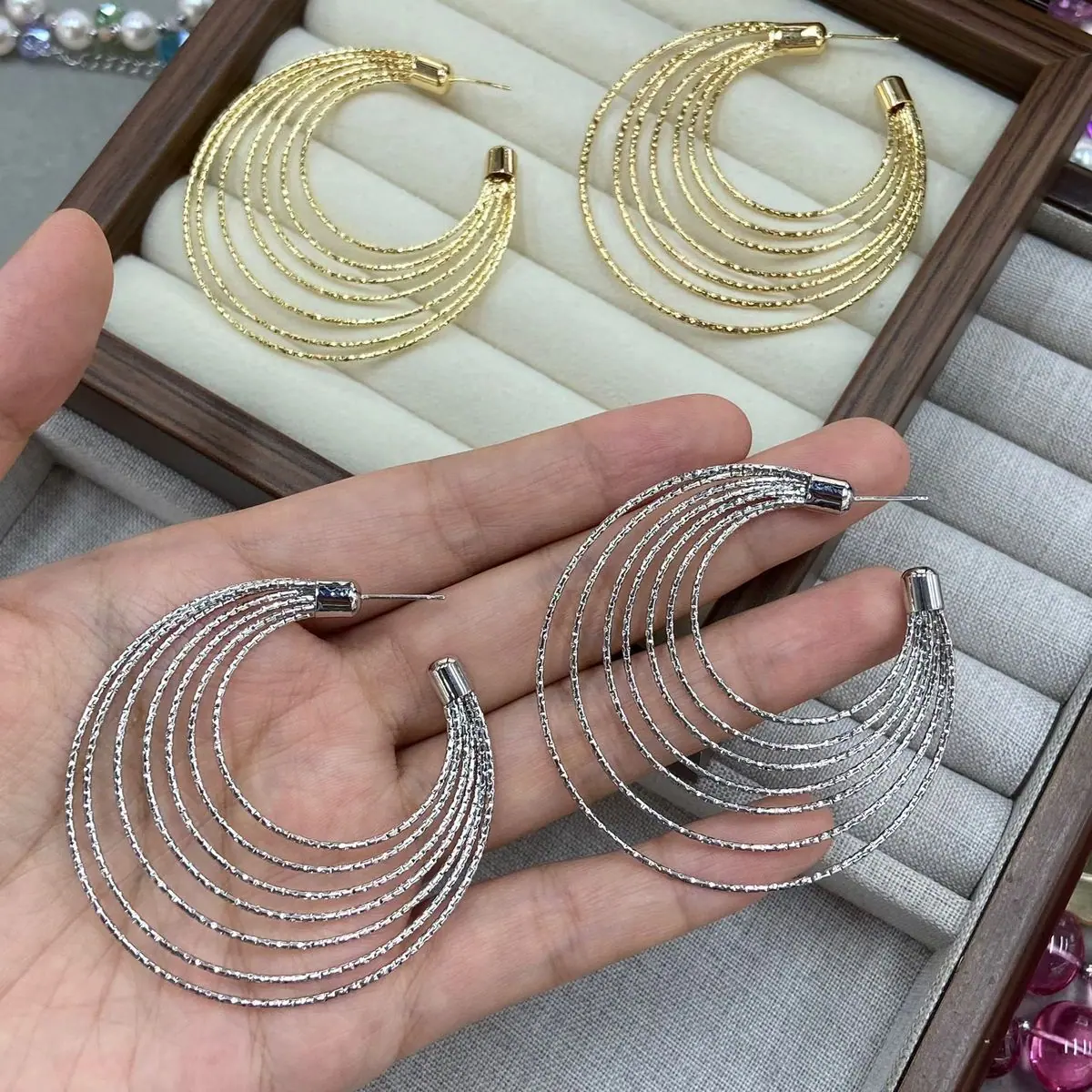 Two-Tone Layered Hoop Earrings (shot-9)