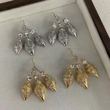 Two-Tone Leaf Drop Earrings — view 2