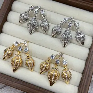 Two-Tone Leaf Drop Earrings — view 7