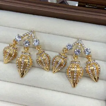 Two-Tone Leaf Drop Earrings — view 8