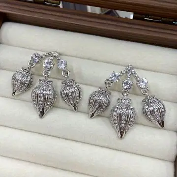 Two-Tone Leaf Drop Earrings — view 9