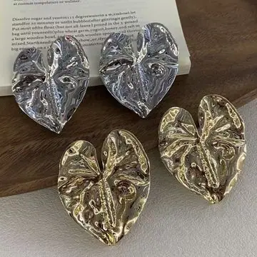 Two-Tone Leaf Stud Earrings — main view