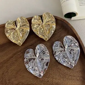 Two-Tone Leaf Stud Earrings — view 3