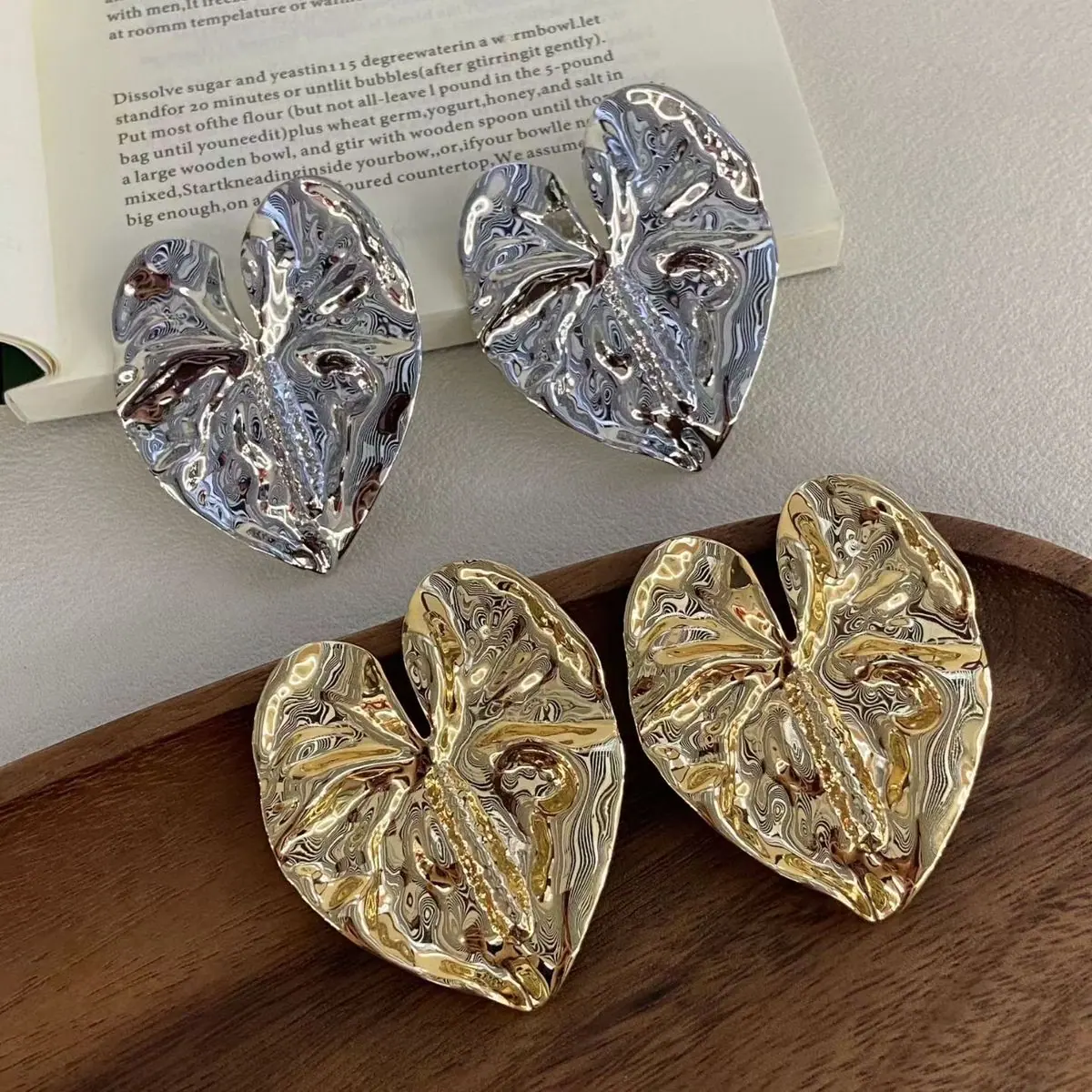 Two-Tone Leaf Stud Earrings (shot-4)