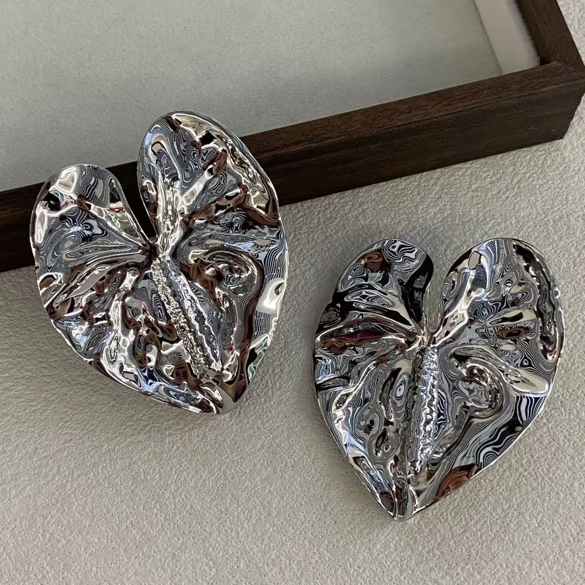 Two-Tone Leaf Stud Earrings (shot-5)