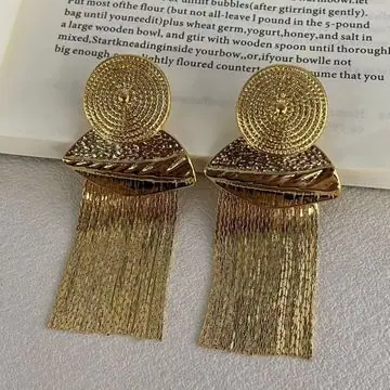 Two-Tone Long Tassel Earrings — view 3