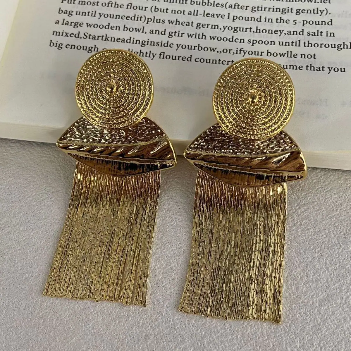 Two-Tone Long Tassel Earrings (shot-3)
