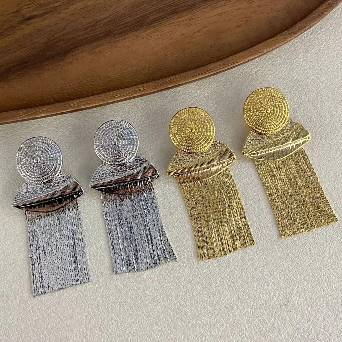 Two-Tone Long Tassel Earrings (shot-4)