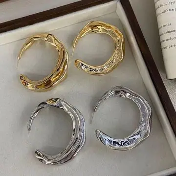 Two-Tone Open Hoop Earrings — main view