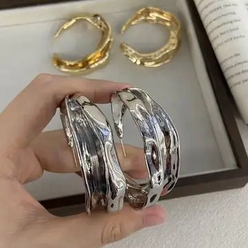 Two-Tone Open Hoop Earrings — view 2