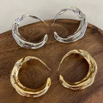 Two-Tone Open Hoop Earrings — view 3