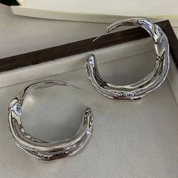 Two-Tone Open Hoop Earrings — view 5