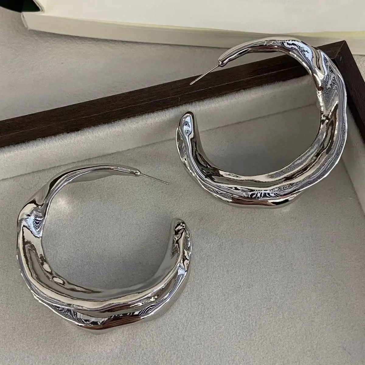 Two-Tone Open Hoop Earrings (shot-5)