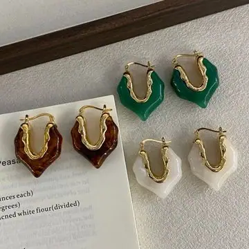 Two-Tone Oval Enamel Earrings — main view